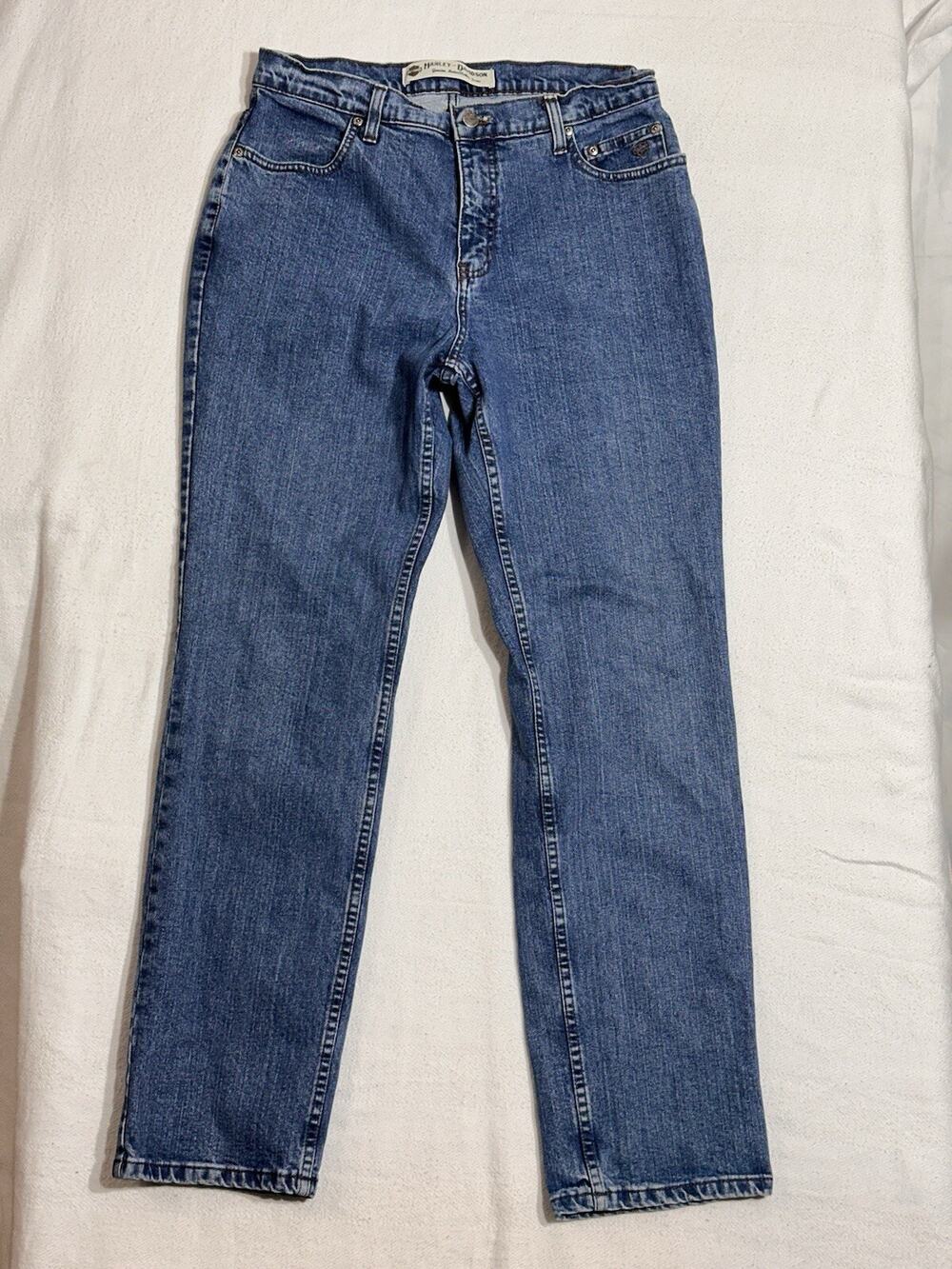 Harley-Davidson Jeans Women's 32x31.5 Blue Denim Motorcycle Riding Pants EUC